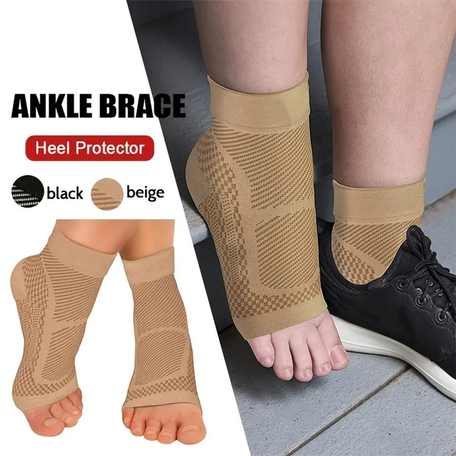 Ankle Brace Sock - 1 ペアのスポーツコンプレッションソックス、20-30 MmHg 足圧縮スリーブ、足首/かかとサポート用アンクレットジムアクセサリー