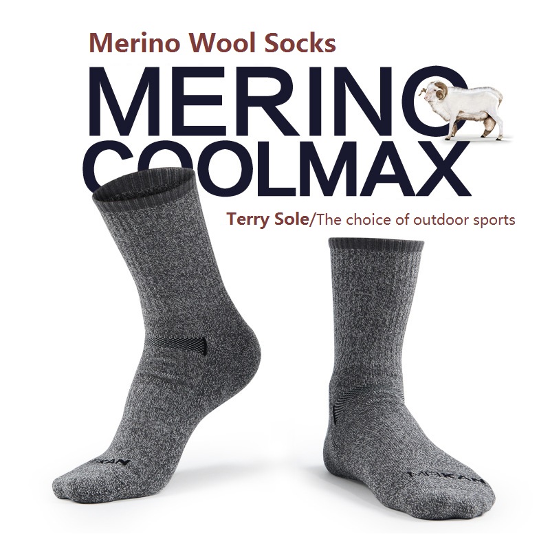 Wool Hiking Sock - Meikan-Coolmaxメリノウールソックス男性用、厚手のterry Warmスポーツソックス、速乾性、アウトドアハイキング、高品質、mk5108、冬