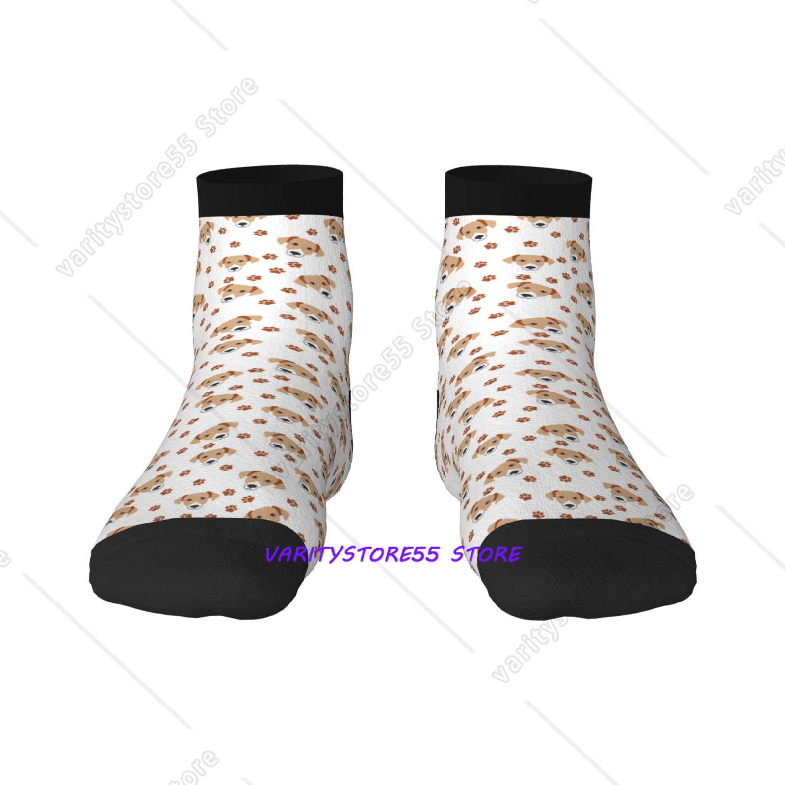 Athletic Sock Cushion - ラブラドールレトリバー犬柄クルーソックスつま先縫い目入り足首クッション付き通気性アスレチッククルースポーツソックス