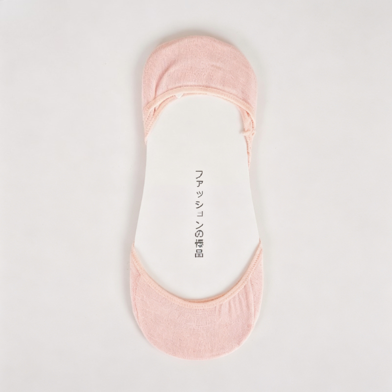 Invisibility Sock Loafer - ライトピンクのコットン製ノーショーソックス、女性用、滑り止め付きローカットライナーフットカバー、フラットシューズ、ローファー、夏の普段使いに最適