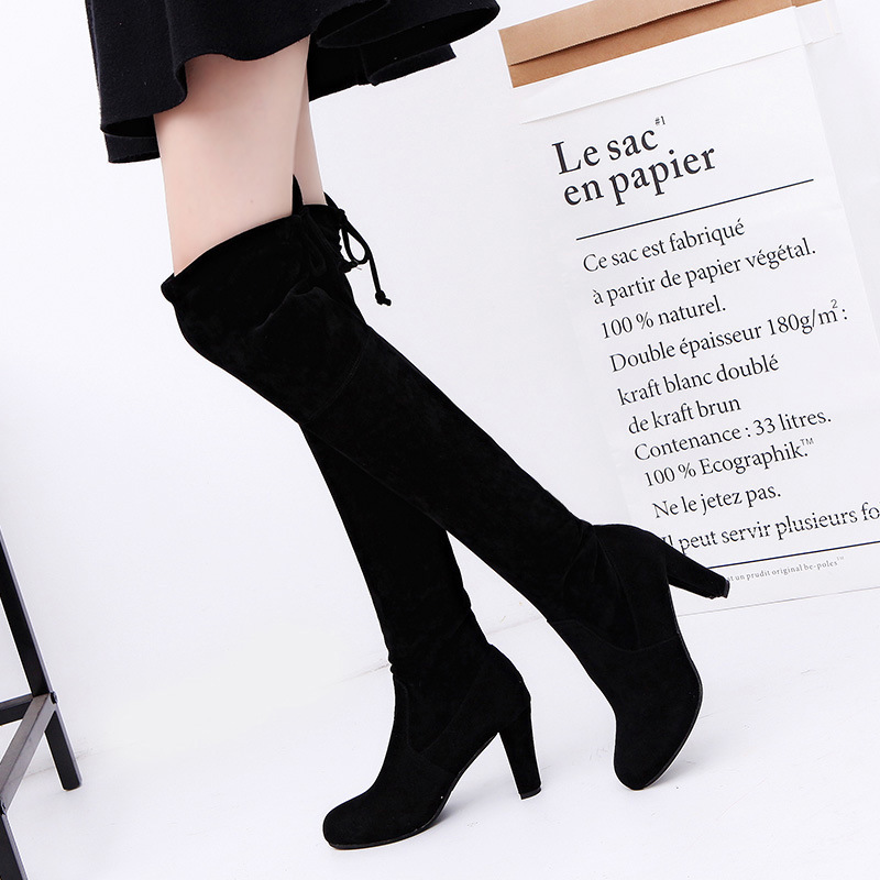 Knee High Sock Women - レディースストレッチニーハイブーツ、スリッポンプラットフォームロングブーツ、ファッショナブルなソックブーツ、プラスサイズ、ポインテッドトゥ、ハイヒール