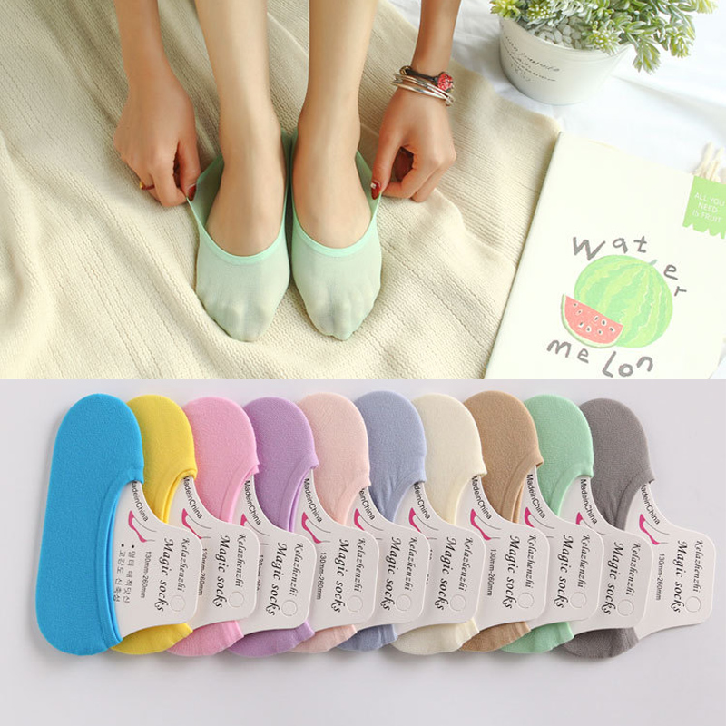 Invisibility Sock Loafer - 女性用の目に見えないモカシン,女性用の靴下,ボート,メッシュ,かかと,シリコン,滑り止め,薄い,カラフル,キャンディーカラー,夏