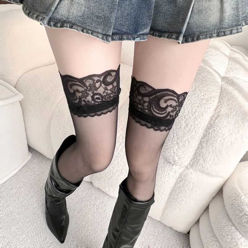Tights Pantyhose Sheer - レースストッキング女性ベルト花弾性ストッキング高級黒レースストッキング腿薄手のタイツストッキングクラブセクシーなランジェリー