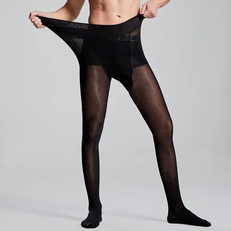 Tights Pantyhose Sheer - プラスサイズ男性用セクシーな透ける黒の春・秋用薄手スポーツバスケットボールタイツパンツダンス用高弾性パンティストッキング ﻿
