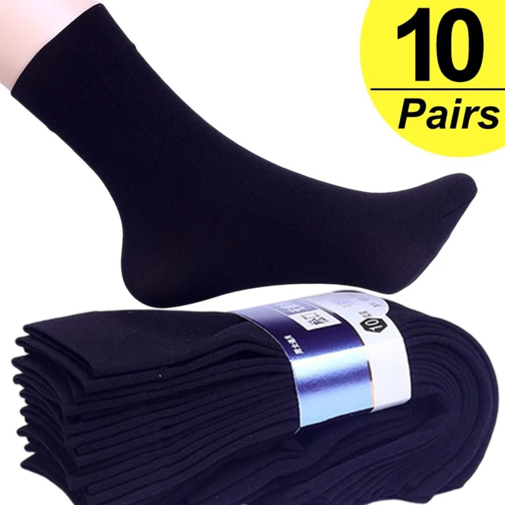 Silk Sock Bamboo - 10 ペア新しい通気性のある男性用アイスシルクソックスソフト弾性超薄型ソックスソリッドビジネスソックス