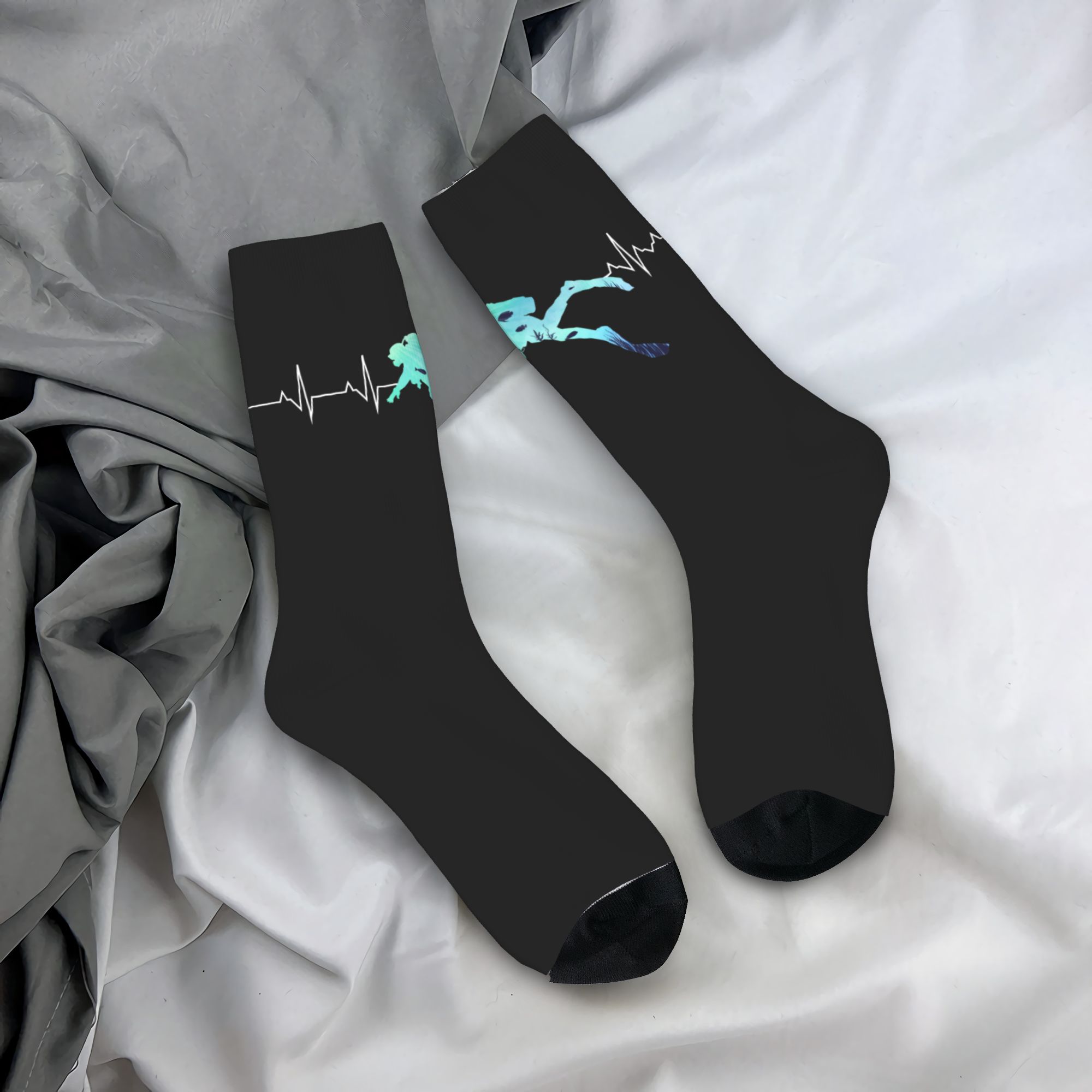 Dress Sock Men - カスタムクールメンズスキューバダイビングハートビートドレスソックスユニセックス通気性暖かい3Dプリントダイブダイバークルーソックス
