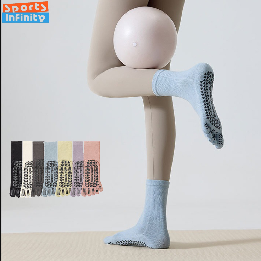 Toe Sock Split - ファッション五本指分割つま先ヨガソックス滑り止め女性用プロフェッショナルソックスピラティスミッドチューブヨガダンスフィットネススポーツソックス