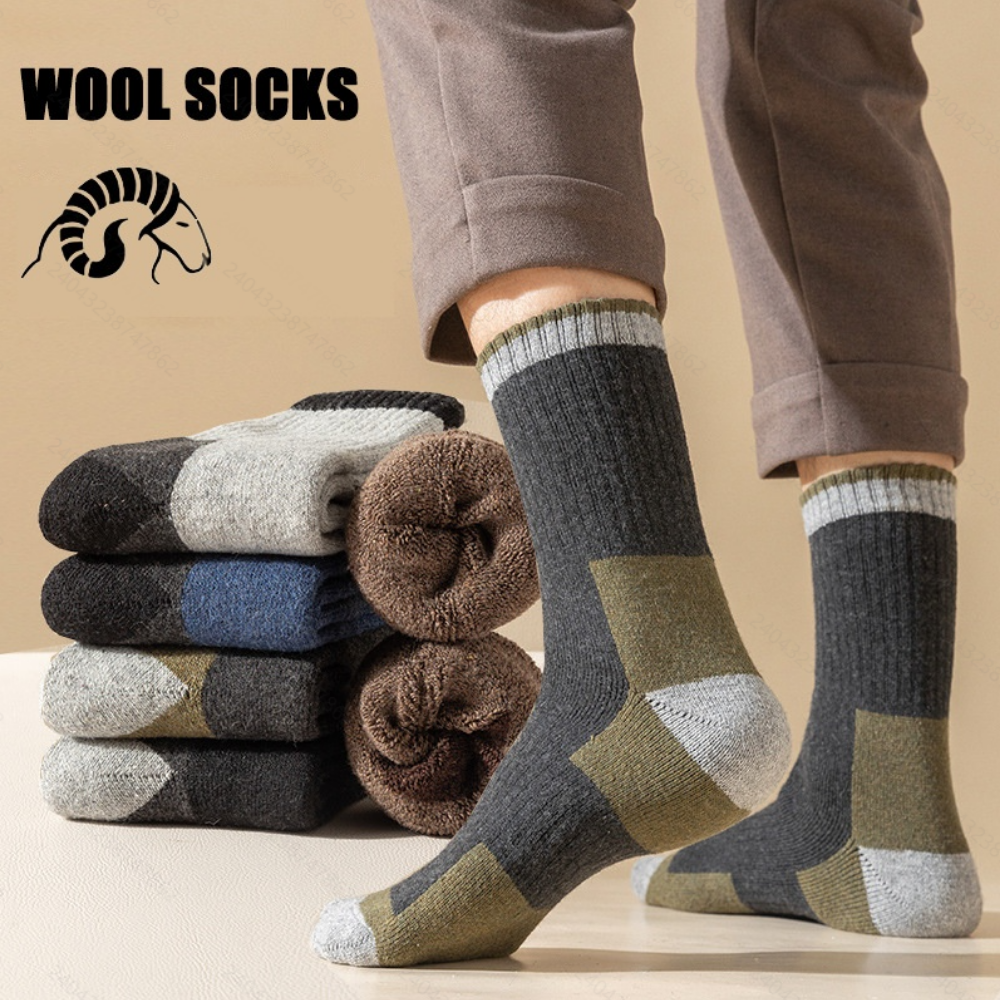 Wool Hiking Sock - 冬メリノウール靴下肥厚暖かい吸湿発散性ハイキングソックス男性女性熱通気性耐久性のあるサイクリングソックス