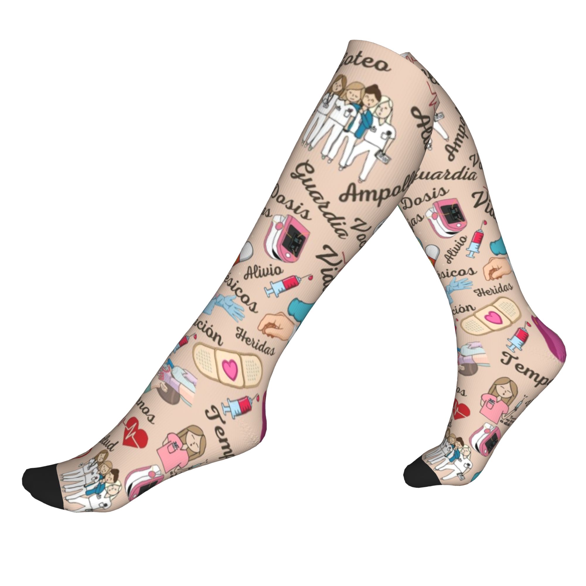 Compression Sock Medical - ドクターナース医療医学Enfermera En Apurosメンズスポーツコンプレッションソックスユニセックスノベルティ3Dプリントドレスソックス
