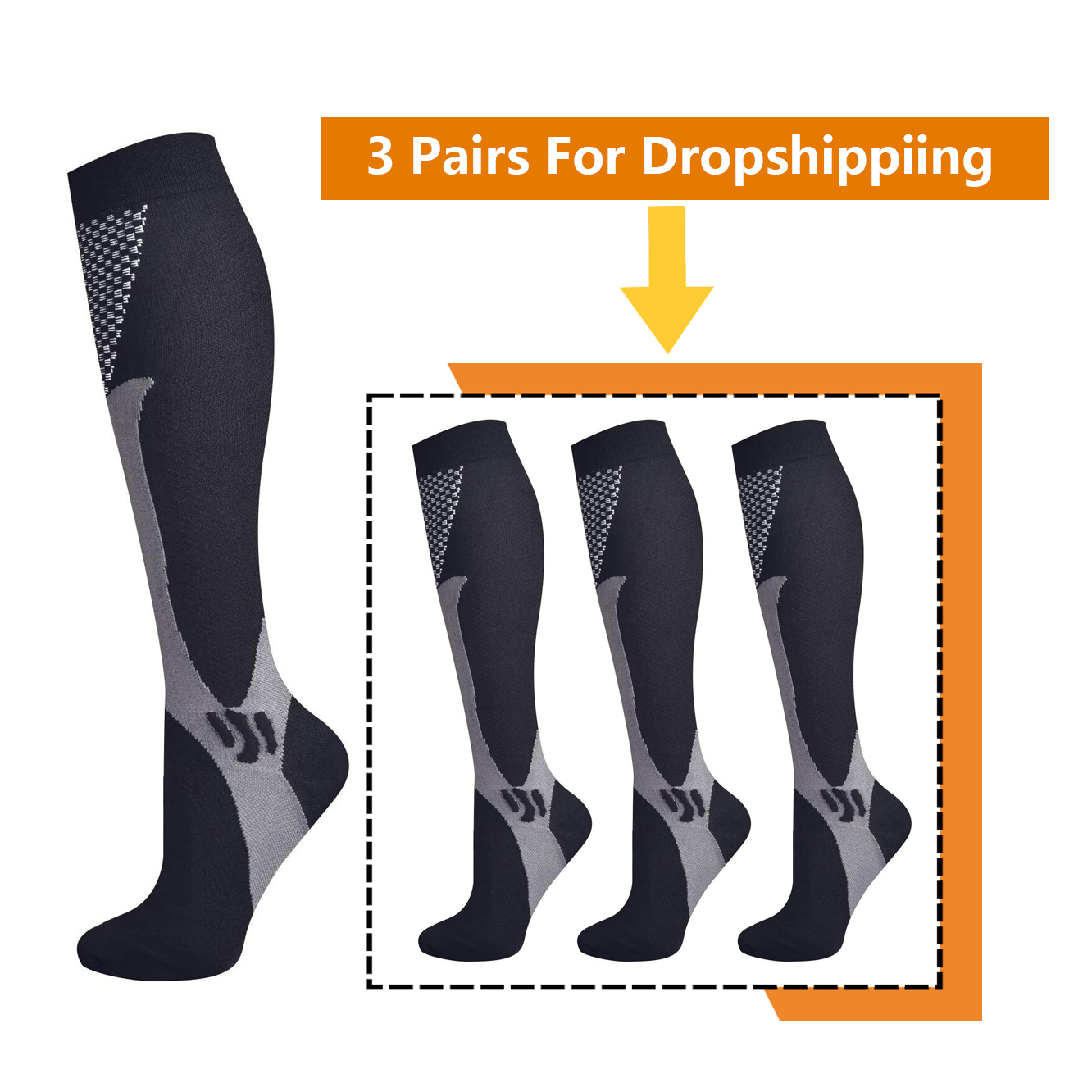 Compression Sock Medical - 男性と女性のための3ペアのスポーツソックス,医療と看護のための圧縮ソックス,20-30mm