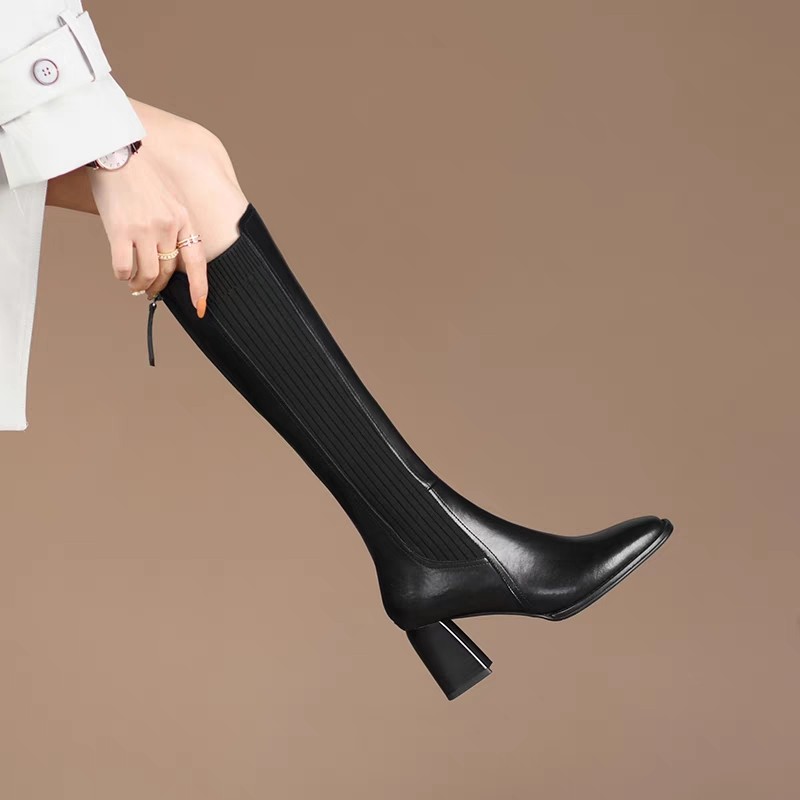 Knee High Sock Women - ニーハイソックスブーツ レディース 冬 セクシーブーツ 新作 ロングシューズ