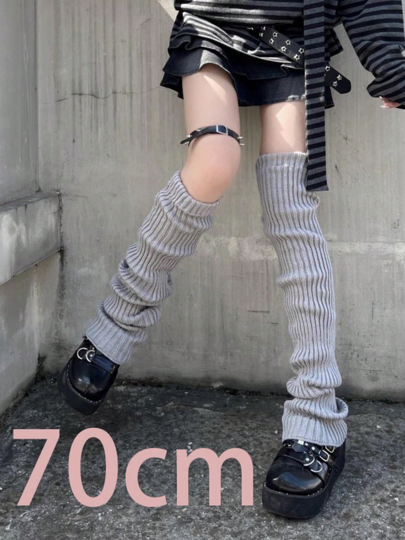Boot Sock Slouchy - 2 個 70 センチメートル拡張レッグウォーマー女性ロリータ JK カレッジスタイルリブニットソックス秋冬オーバーザニーロングブーツカフスゆったりとしたフットレスソックスグレー