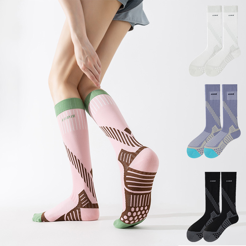 Compression Sock Medical - Veidoorn レディース コンプレッション ソックス ニーハイ 滑り止めソール
