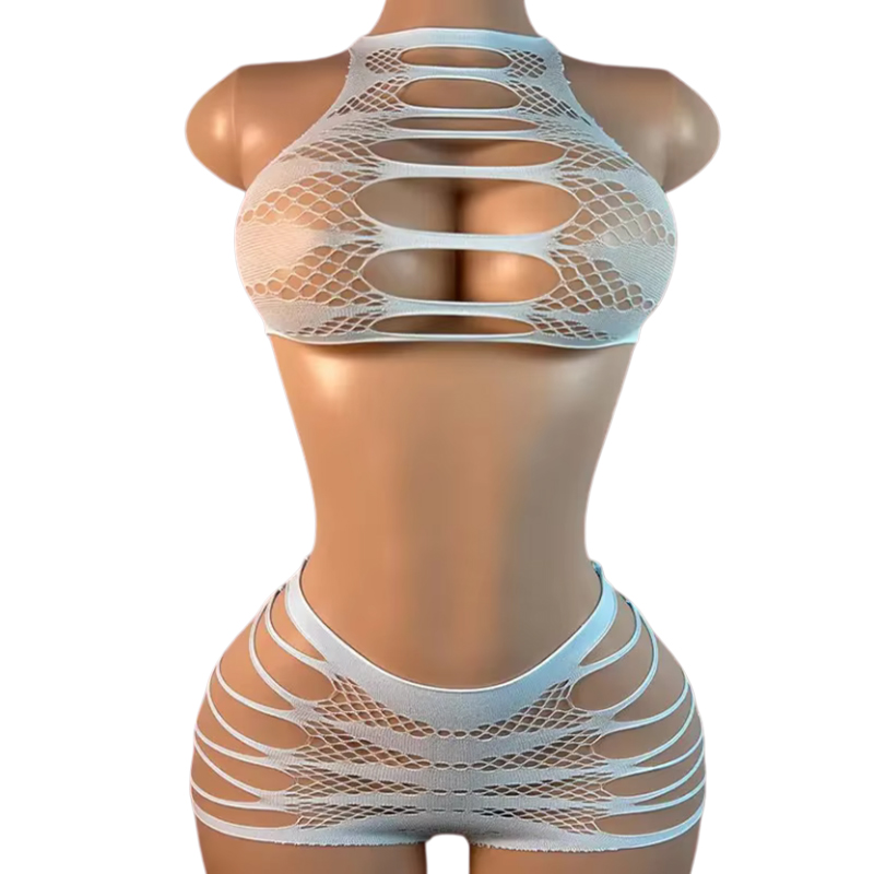 Fishnet Stocking Women - セクシーなランジェリー + パンティー中空女性の下着網タイツボディスーツ透明メッシュボディスーツコスチューム最もセクシーなタイトなランジェリー