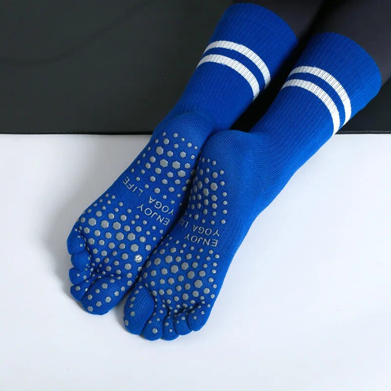 Grip Sock Yoga - ハーフチューブヨガソックス,通気性,滑り止め,5本の指,スポーツ,綿,フィットネス,ダンス,バレエ,屋内,床