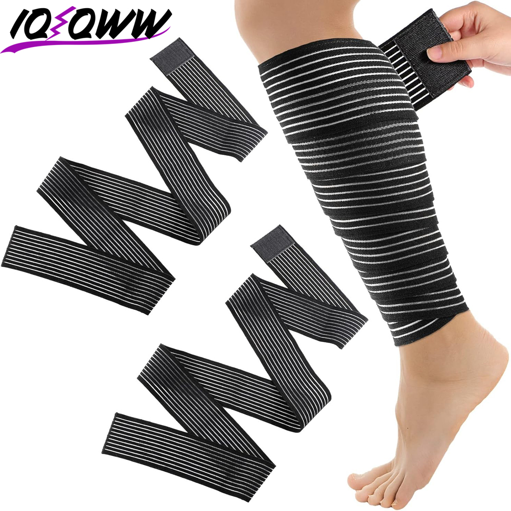 Compression Sleeve Calf - 1 個 40-300 センチメートル圧縮包帯プロテクター膝サポートブレーススポーツ弾性肘ストラップ脚バンド Elast Bandag