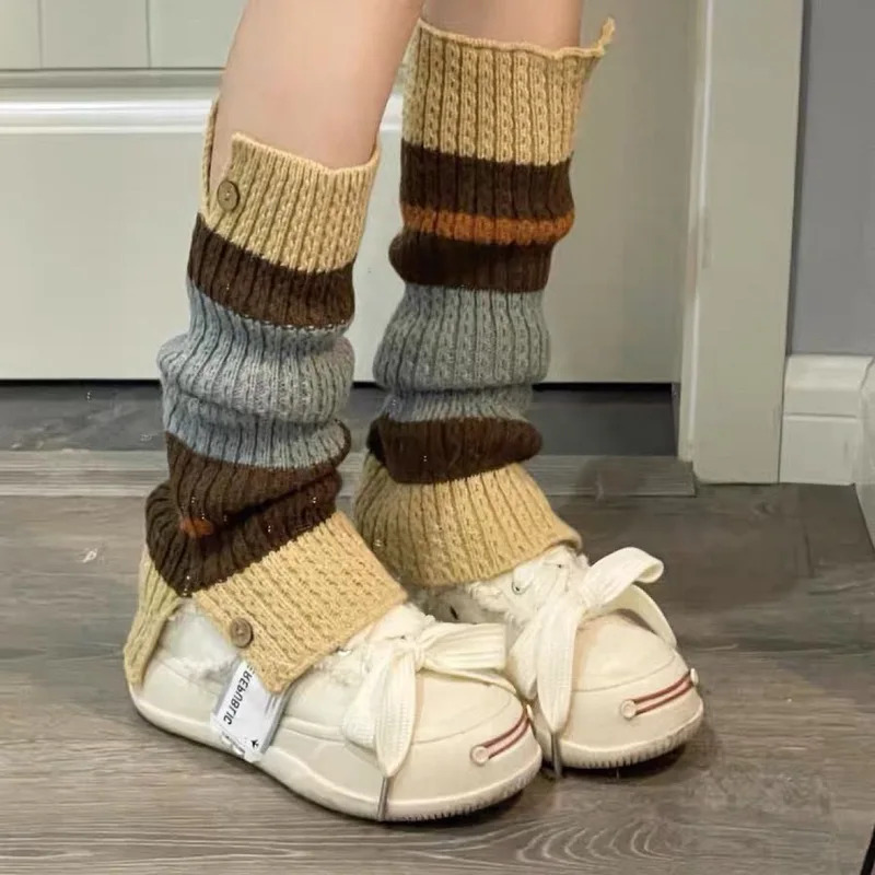 Boot Sock Slouchy - 新しい ​ Y2K ニットレッグウォーマー ヴィンテージカラーブロック スタックソックス