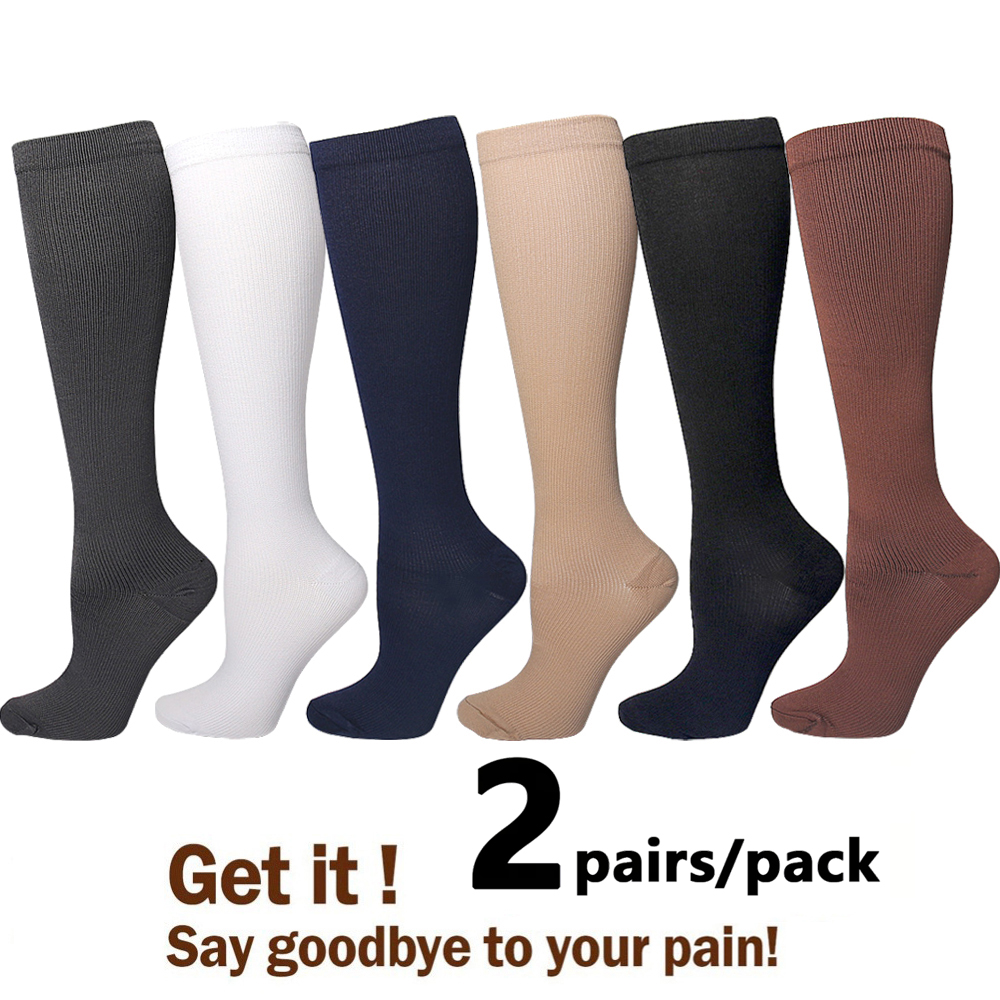 Compression Sock Medical - 2 ペアの医療用圧縮ソックス 20-30mmHg グラデーションサポート ランニング スポーツ