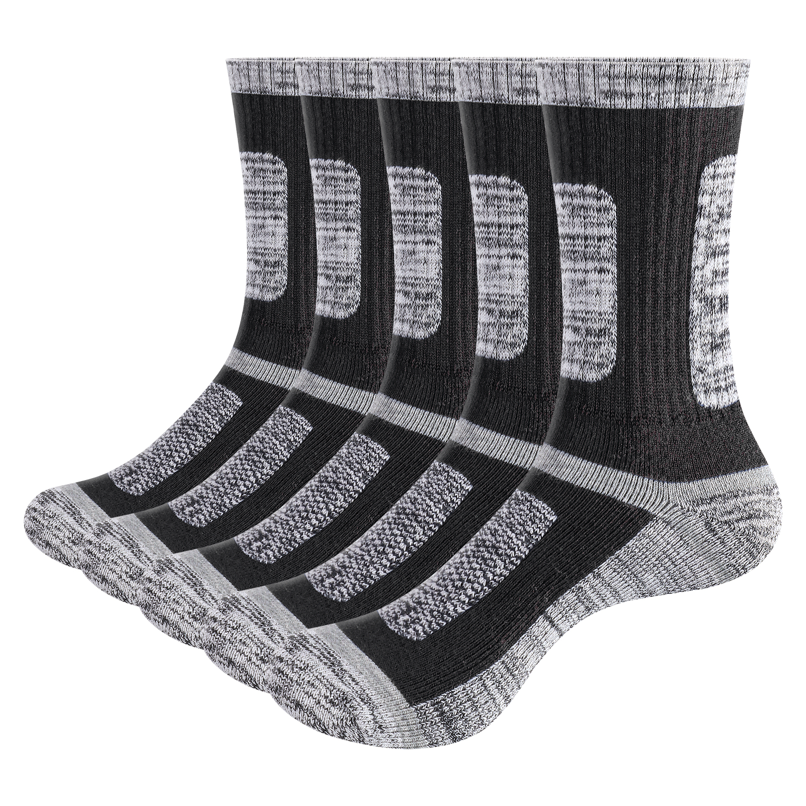 Cotton Crew Sock Pack - YUEDGE メンズ 吸湿発散性クッション付きクルーアスレチックソックス 5 ペア/パック ウォーキング