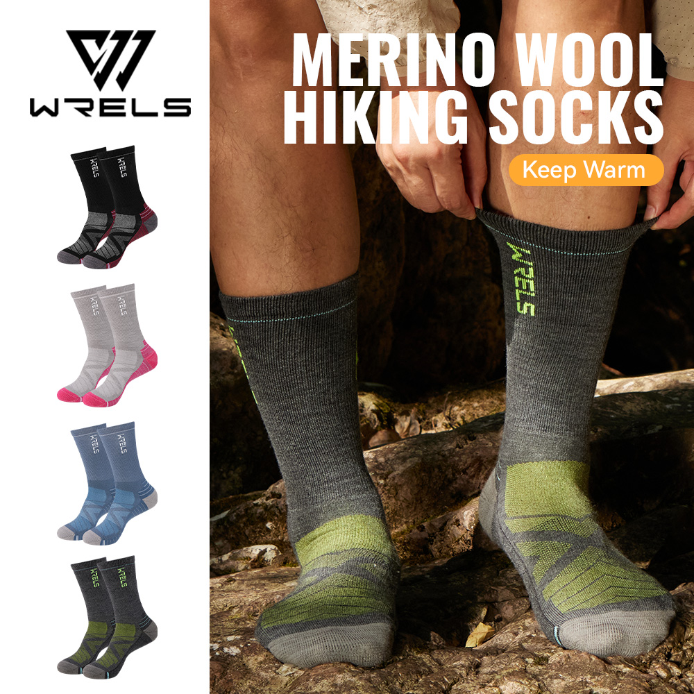 Wool Hiking Sock - WRELS 1/2/3 メリノウールソックス サーマルウォームクルー ウィンターブーツソックス 吸湿発散性
