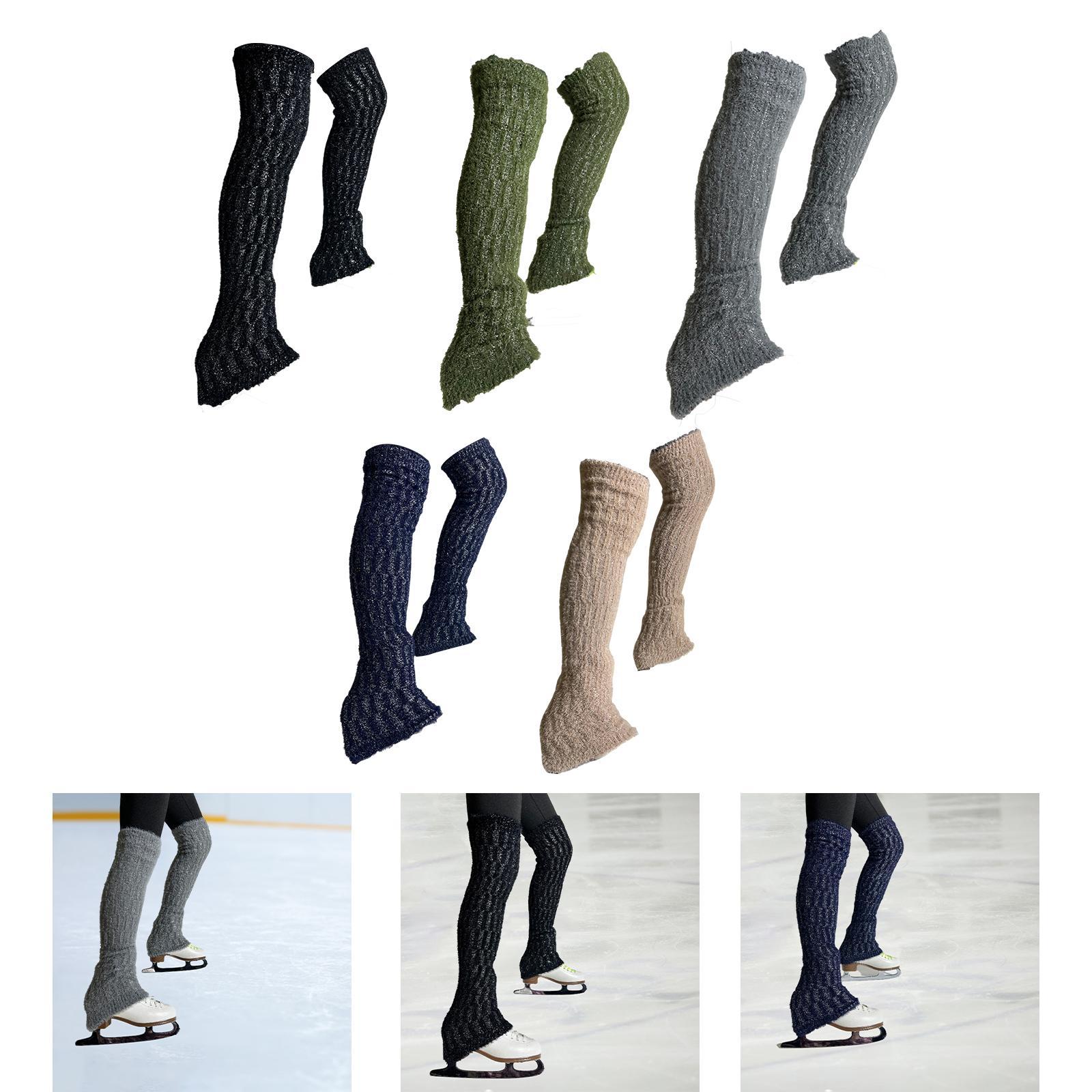 Thermal Sock Winter - アイスフィギュアスケートレッグウォーマートレーニングウェアサーマルケーブルニットロングスケートソックストレーニング練習用女性ワークアウト冬用
