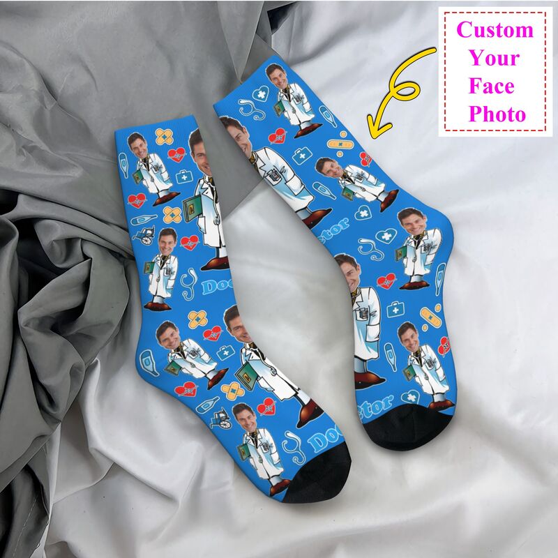 Dress Sock Men - ドクターカスタム男性女性クルーソックスユニセックスクールパーソナライズされた顔写真デザイン春夏秋冬ドレスソックス