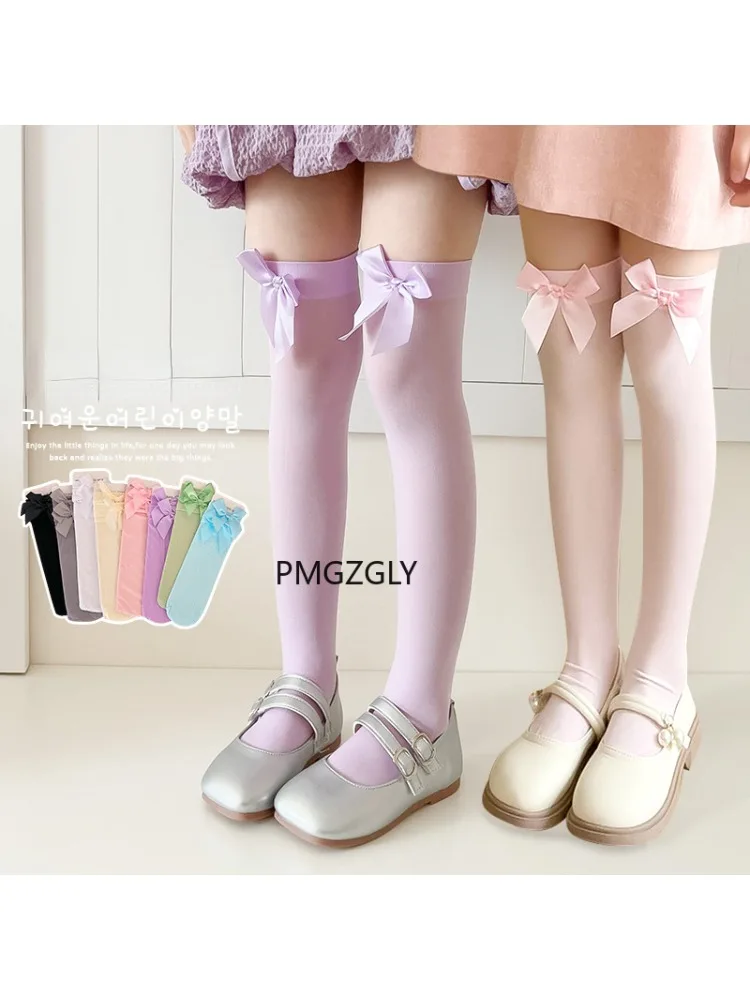 女の子ストッキング * ピンクのリボンニーソックスステイアッ - Thigh High Sock Stay Up のレビューと価格