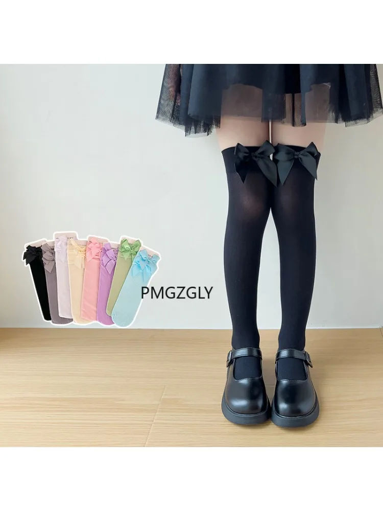 女の子ストッキング * ピンクのリボンニーソックスステイアッ - Thigh High Sock Stay Up のレビューと価格
