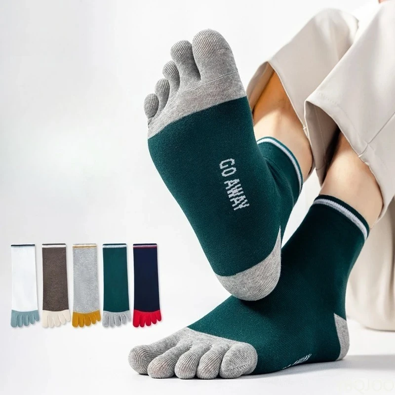 5足組 春秋のおしゃれなミッドレッグメンズ五本指ソックス 吸 - Toe Sock Split のレビューと価格