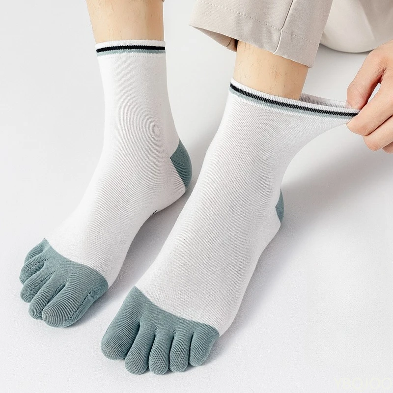 5足組 春秋のおしゃれなミッドレッグメンズ五本指ソックス 吸 - Toe Sock Split のレビューと価格