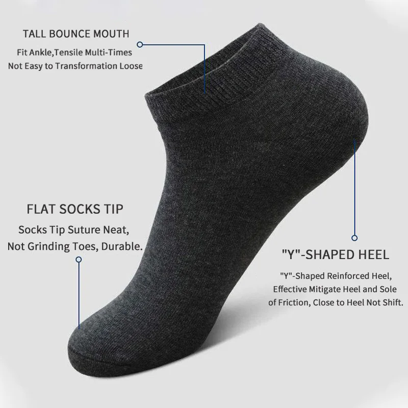 5足組 ユニセックス カジュアル 無地 ボートソックス 薄手 - Ankle Sock Low Cut のレビューと価格