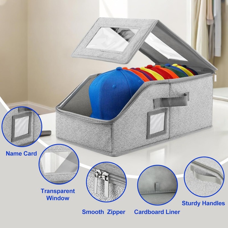野球帽用の新しい折りたたみ式ジッパー収納ボックス 帽子 下着 - Sock Organizer Tray のレビューと価格