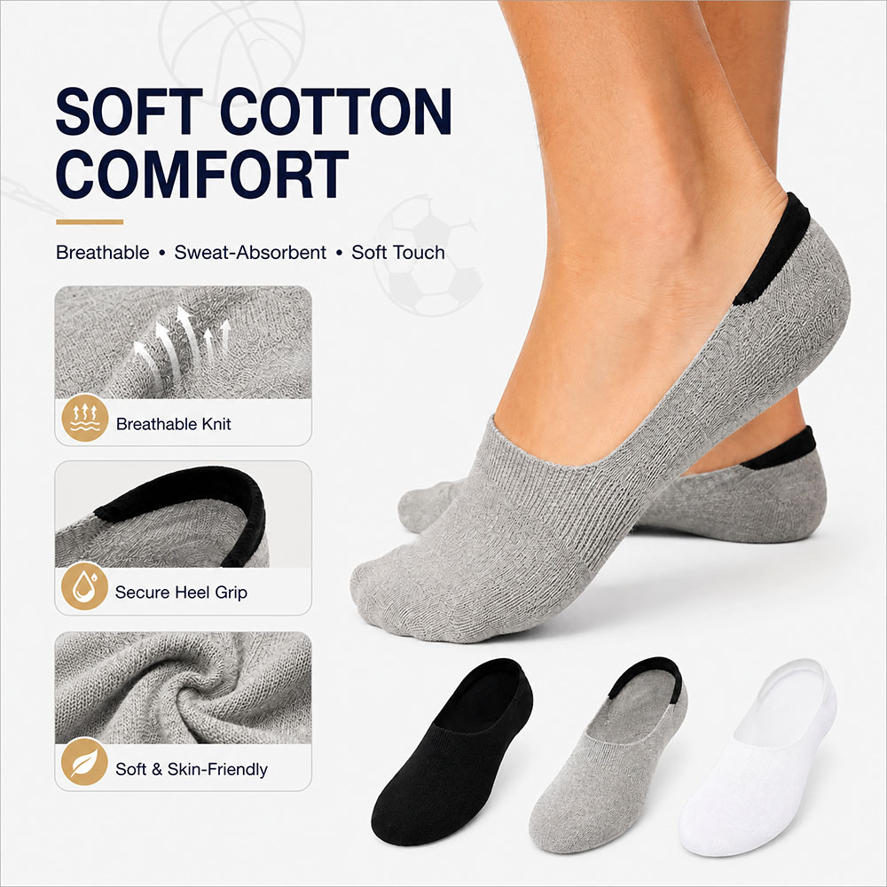 6足組 ユニセックス コットン ノーショーソックス 見えない - Invisibility Sock Loafer のレビューと価格
