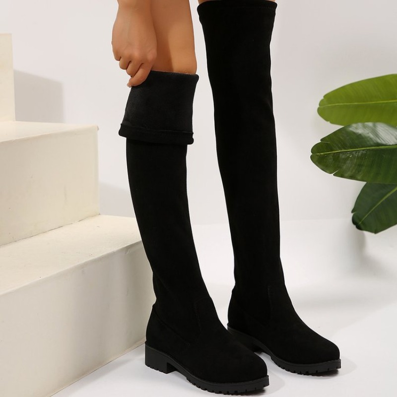 女性用ニーハイブーツ、太もも丈ストレッチスエード風素材、フラ - Knee High Sock Women のレビューと価格