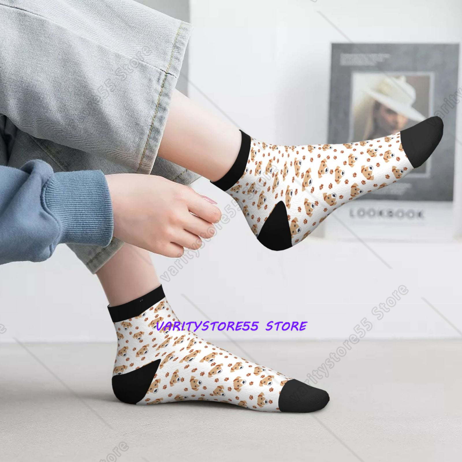 ラブラドールレトリバー犬柄クルーソックスつま先縫い目入り足首 - Athletic Sock Cushion のレビューと価格
