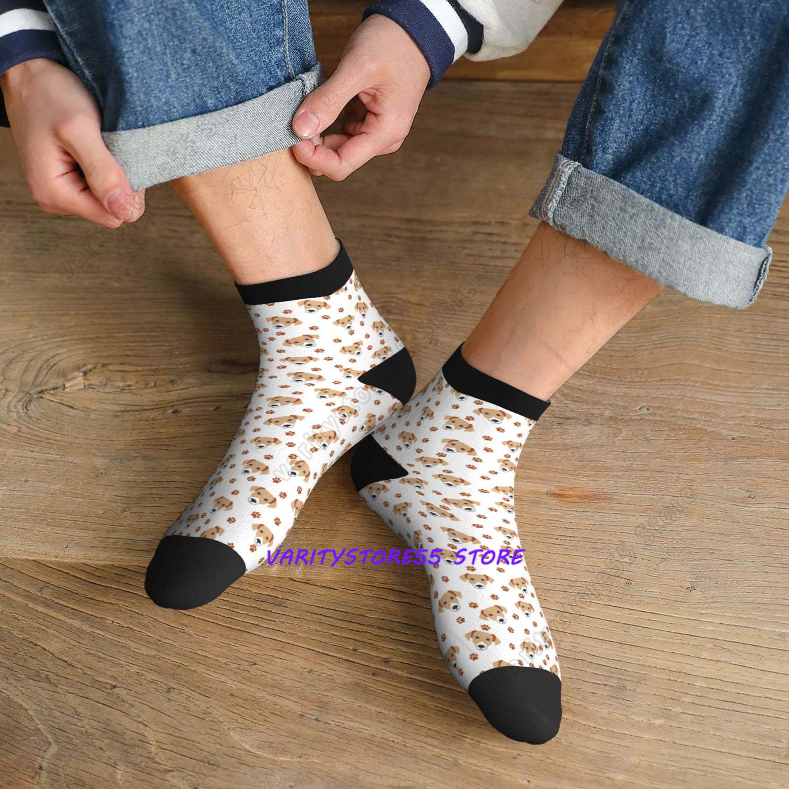ラブラドールレトリバー犬柄クルーソックスつま先縫い目入り足首 - Athletic Sock Cushion のレビューと価格