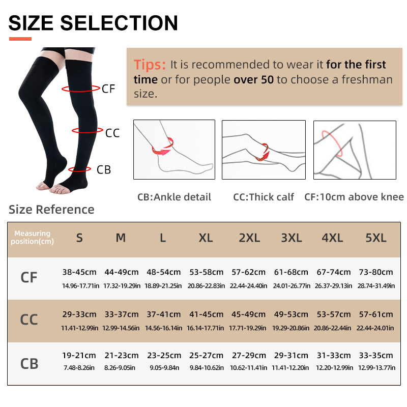 1 ペア腿の高オープントゥ医療圧縮靴下弾性日焼け止め滑り止め - Compression Sock Medical のレビューと価格