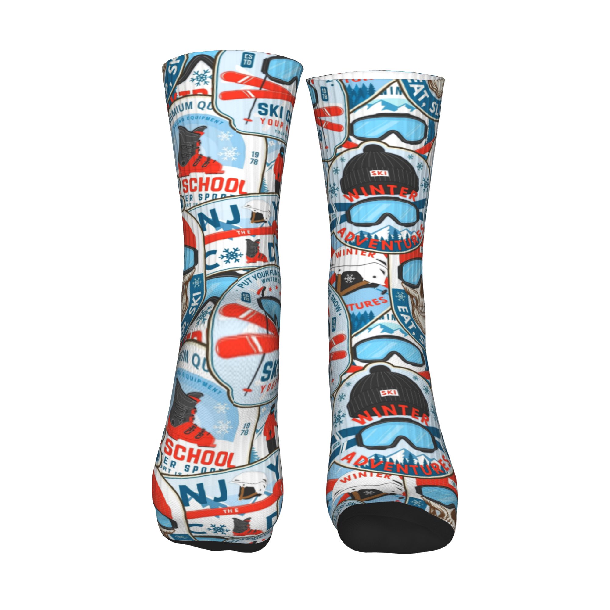 ヴィンテージレッドブルースキークラブシームレスプリントドレス - Dress Sock Men のレビューと価格