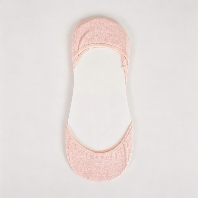 ライトピンクのコットン製ノーショーソックス、女性用、滑り止め - Invisibility Sock Loafer のレビューと価格
