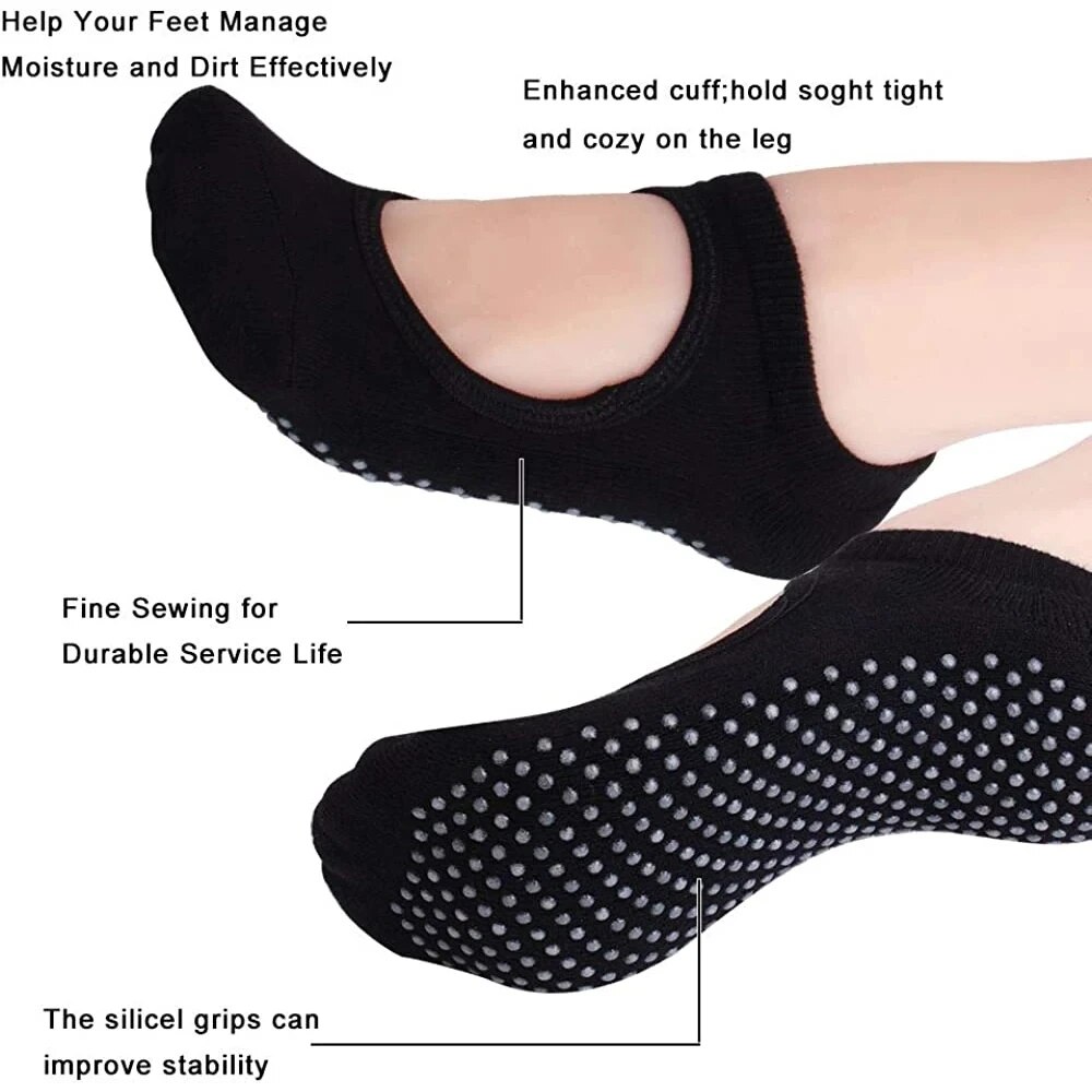 高品質の女性ヨガソックス滑り止め通気性背中の開いたピラティス - Grip Sock Yoga のレビューと価格