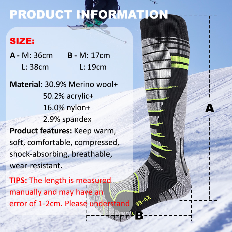 メリノウールスキーソックス寒い天候用ソックス男性女性用スノー - Thermal Sock Winter のレビューと価格