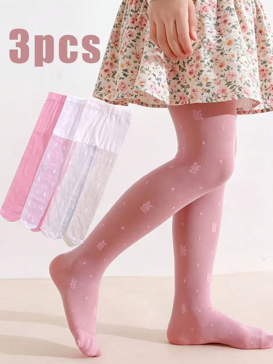 3 パック ガールズ ラビット プリント タイツ 0-14Y - Tights Pantyhose Sheer のレビューと価格