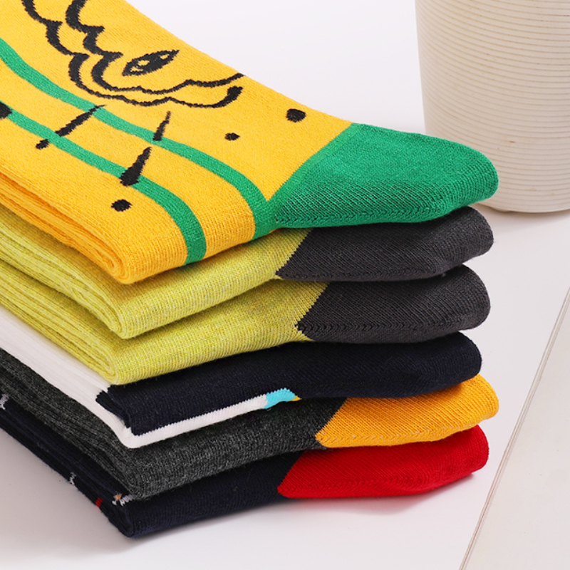 メンズ楽しいドレスソックス5足、パターン面白いソックスパック - Cotton Crew Sock Pack のレビューと価格