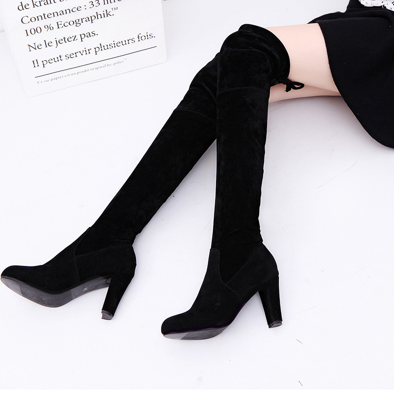 レディースストレッチニーハイブーツ、スリッポンプラットフォー - Knee High Sock Women のレビューと価格