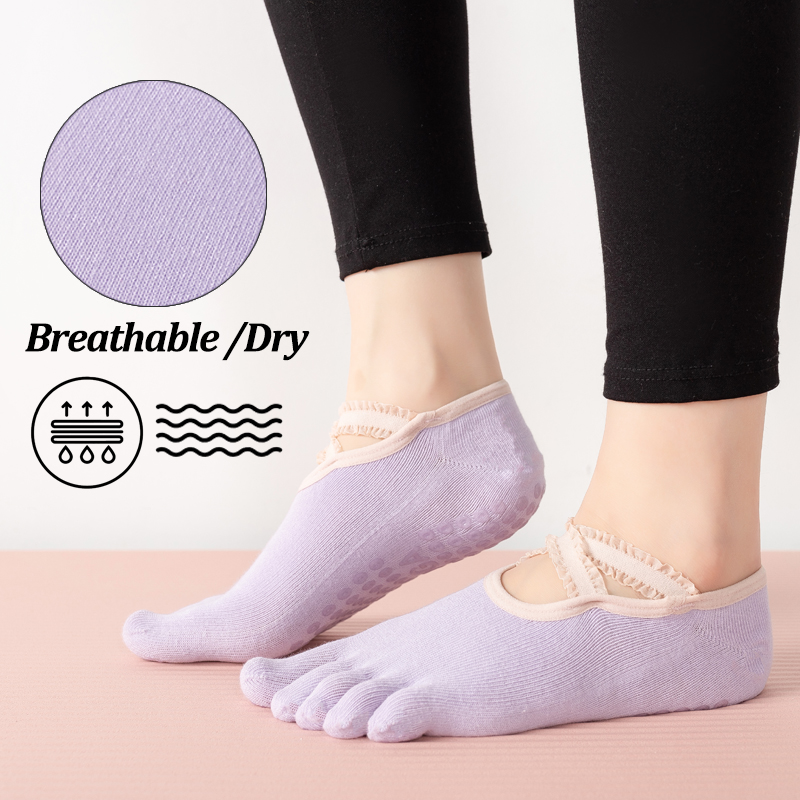 レディースノンスリップピラティスソックス女性レース包帯ヨガソ - Grip Sock Yoga のレビューと価格