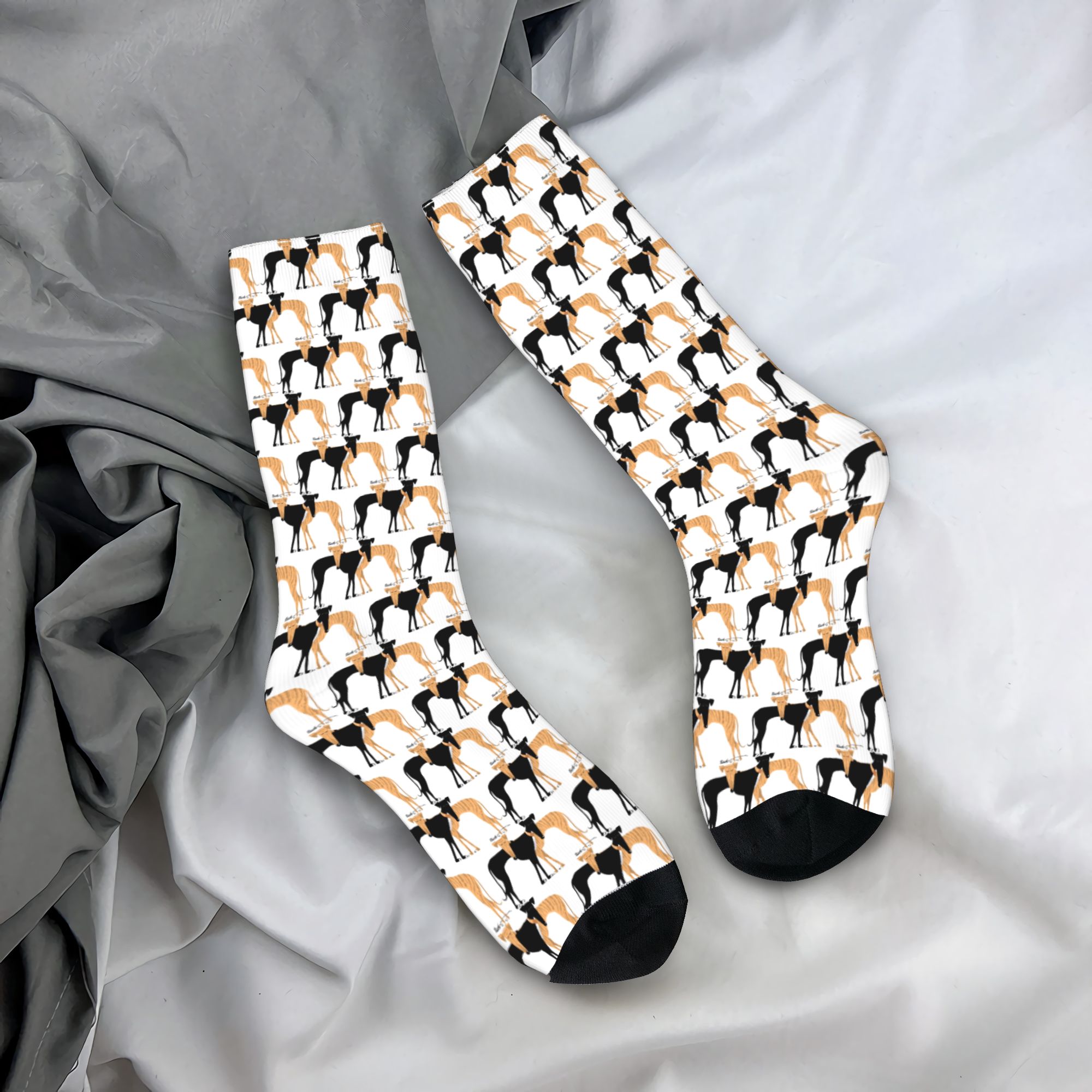 カスタムかわいいメンズグレイハウンド犬ドレスソックスユニセッ - Dress Sock Men のレビューと価格