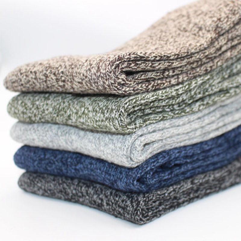 5足入り1ロット メンズ冬用暖かいウールソックス 原宿レトロ - Cotton Crew Sock Pack のレビューと価格