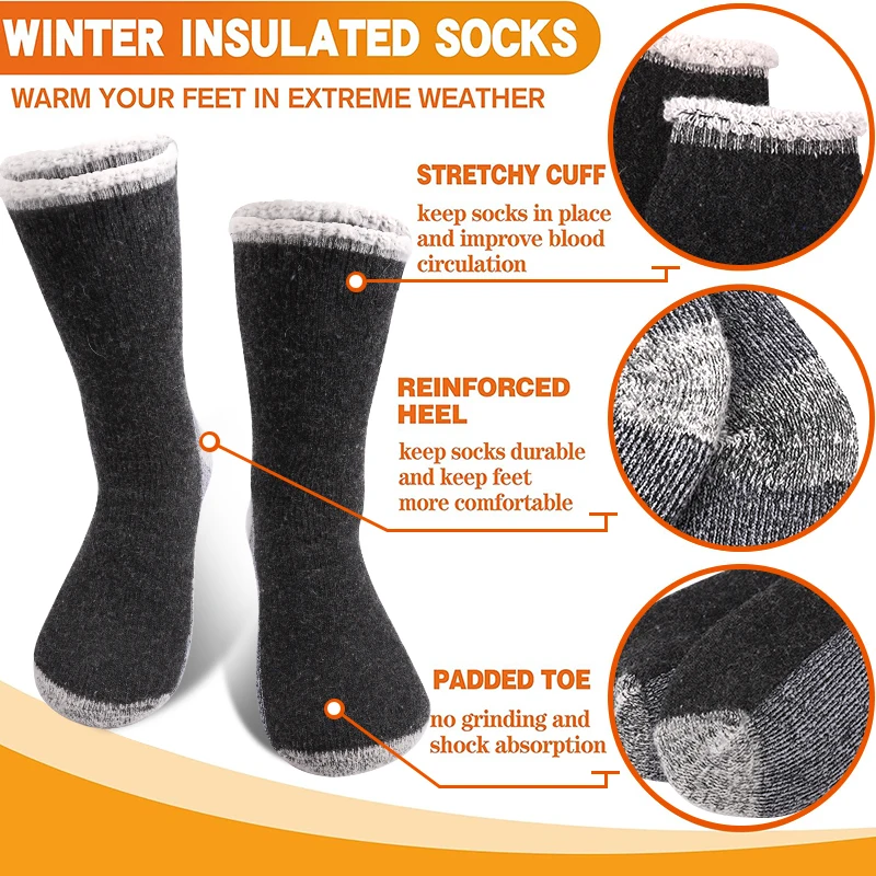 3 ペアの高品質の厚い冬の雪のアウトドアスポーツソックス男性 - Thermal Sock Winter のレビューと価格