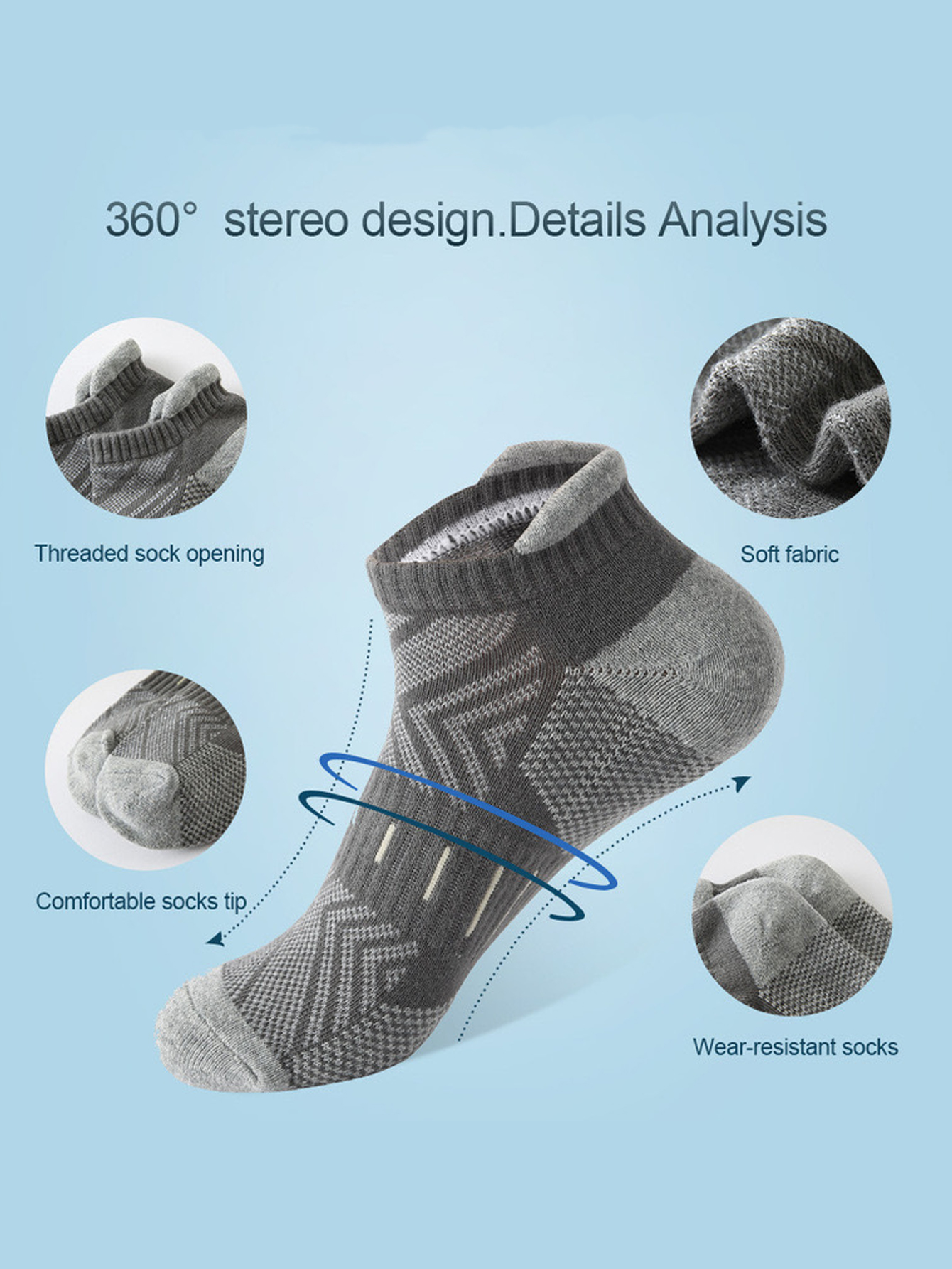 6 ペア メンズ アロー プリント アンクル ソックス 通気 - Athletic Sock Cushion のレビューと価格