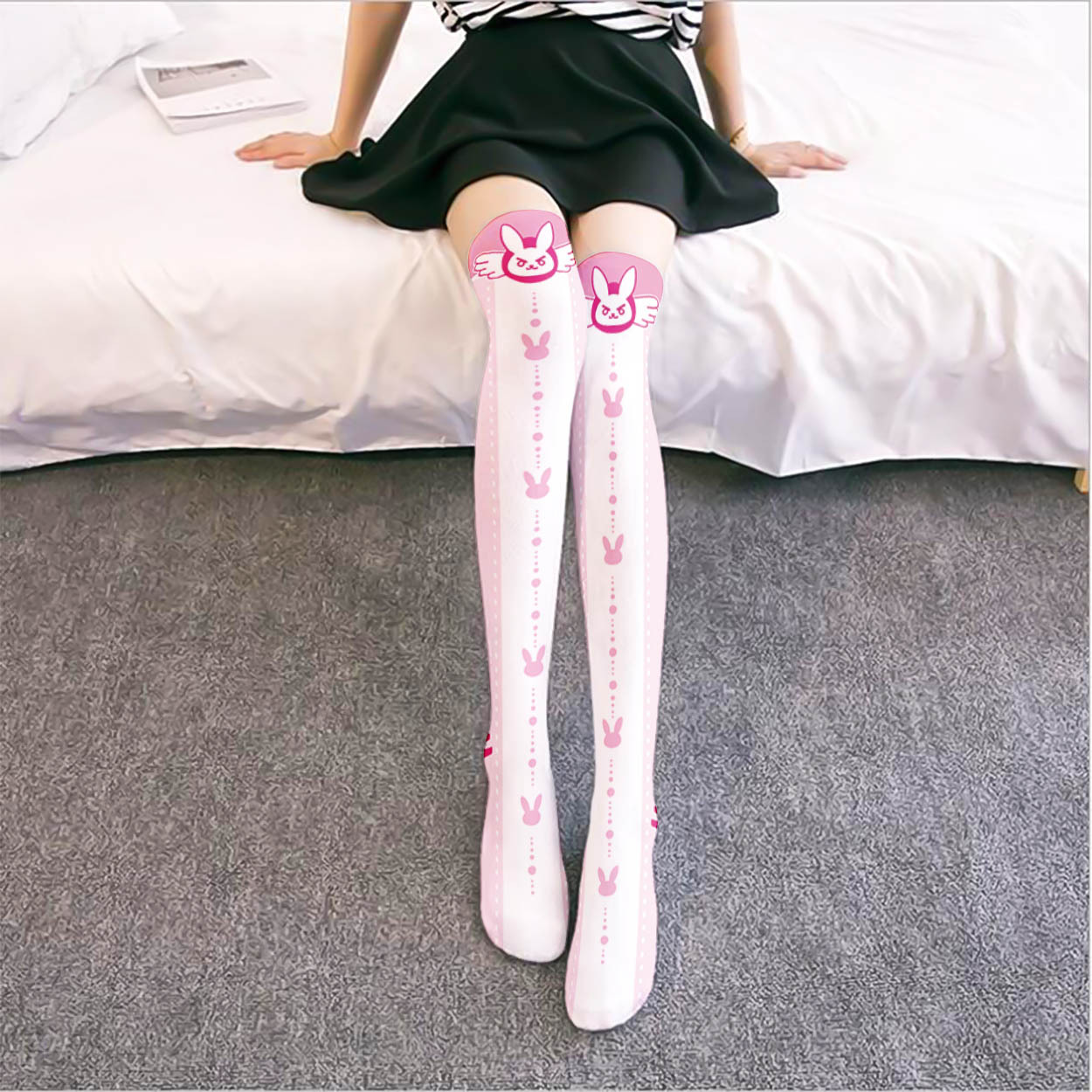 シルクの漫画の靴下,膝の靴下,かわいいロリータ,日本の漫画の - Silk Sock Bamboo のレビューと価格